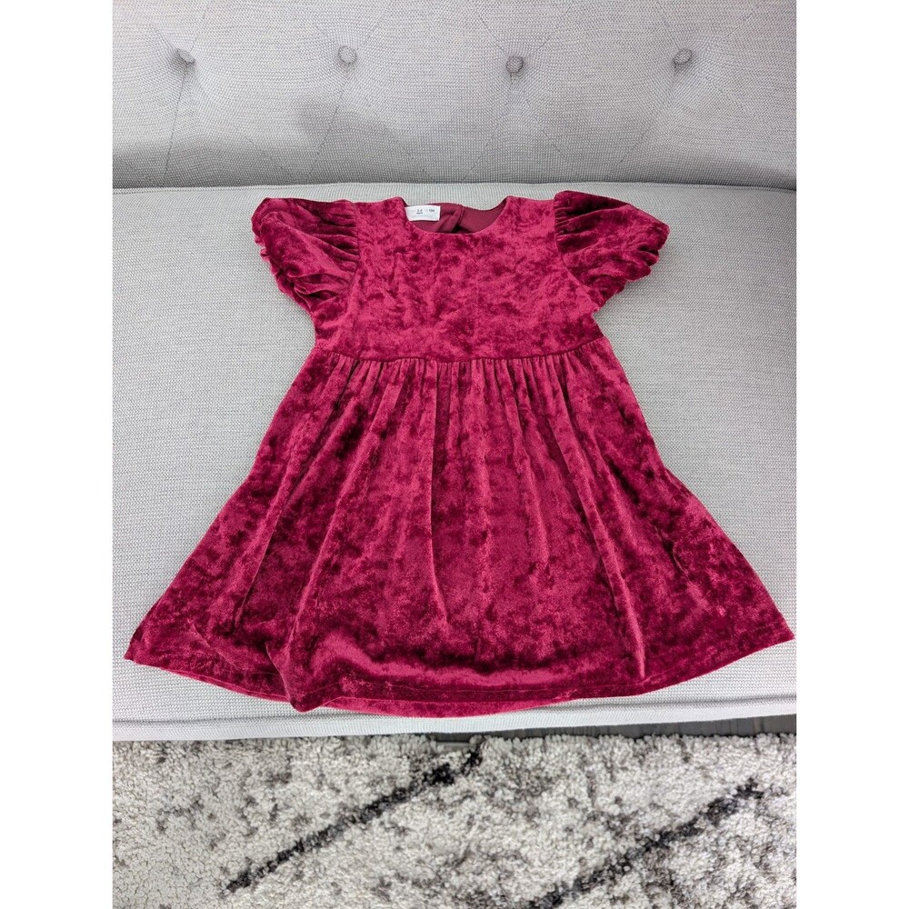 Zara Dark Pink Crushed Cute Velvet Dress Size 3 - 4 (104cm)
